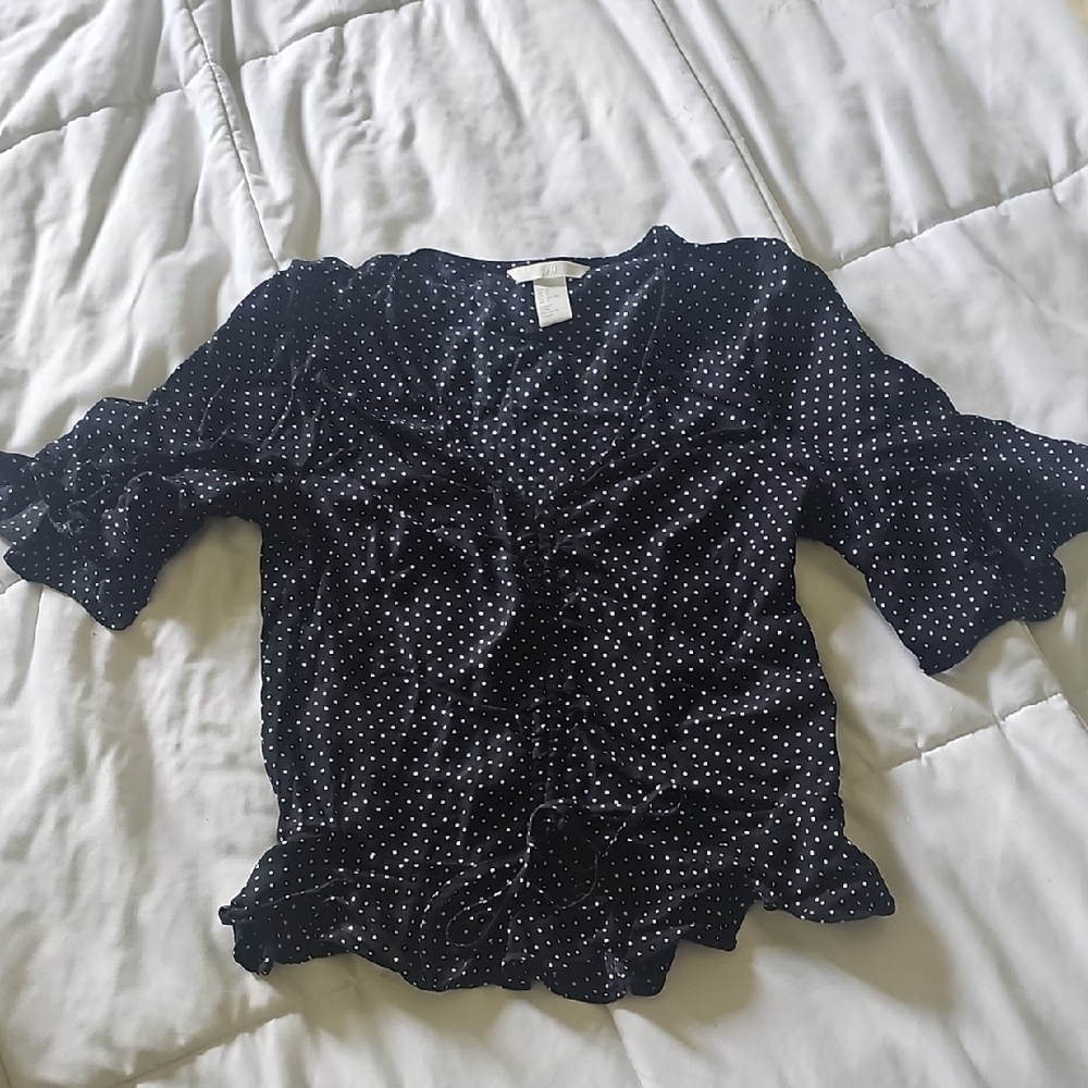 H&M Black Polka Dot Top